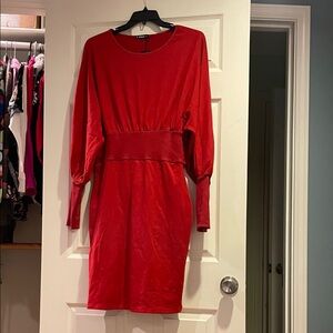 Chic Long Sleeve Red Dress